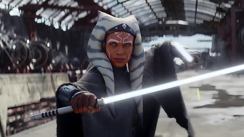 Ahsoka ignites her lightsabers