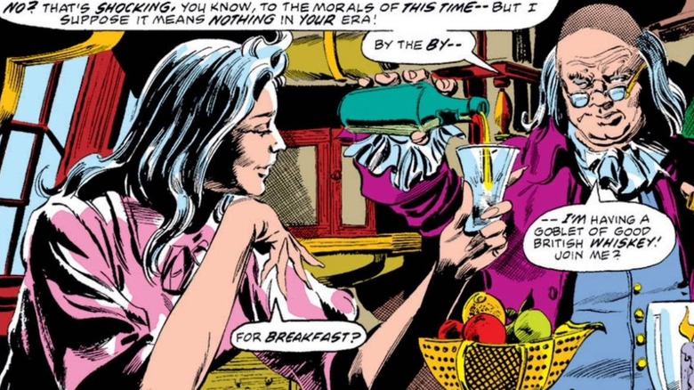 Clea and Benjamin Franklin drinking