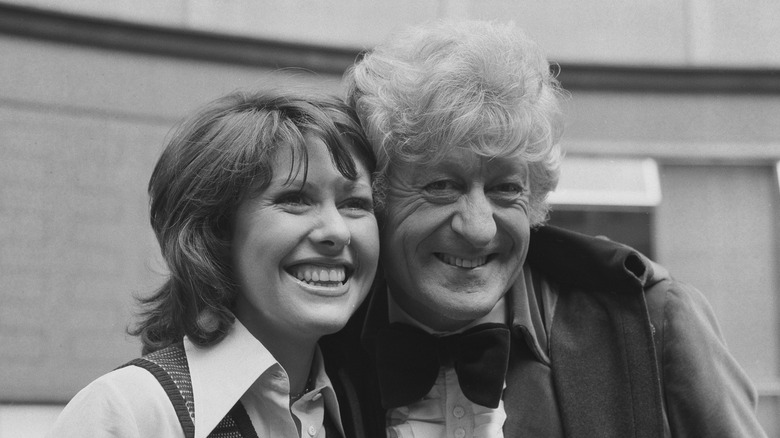 Jon Pertwee and Elisabeth Sladen smile