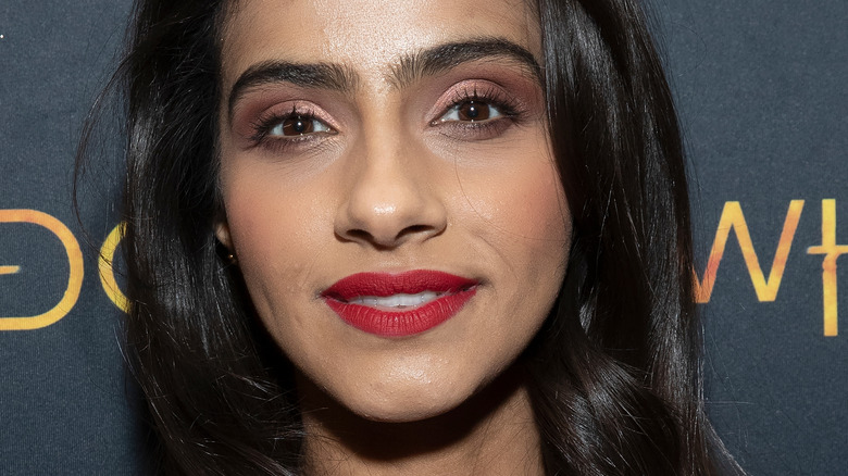 Mandip Gill with red lipstick