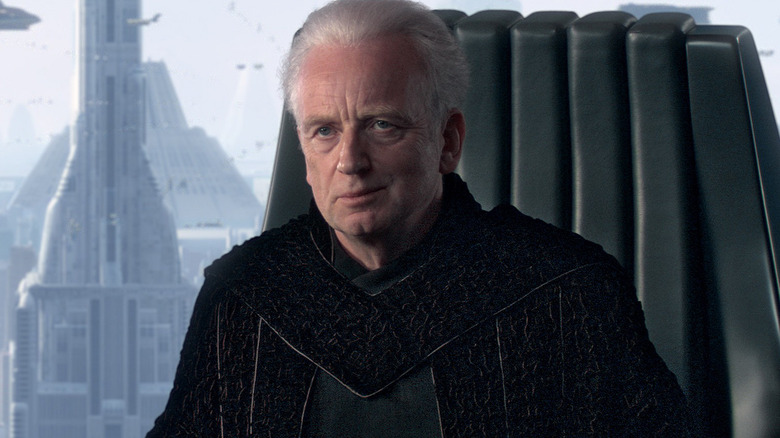 Sheev Palpatine smirks