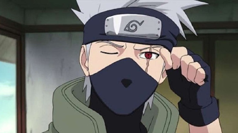 Kakashi revealing sharingan