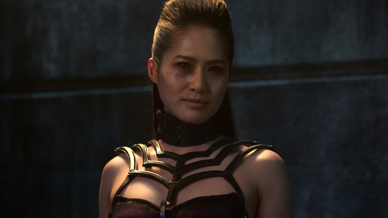 Queen Sindel smirking before a fight in Mortal Kombat II (2026)