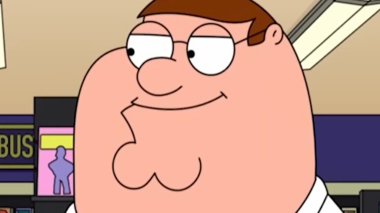 Peter Griffin smiling in Blockbuster