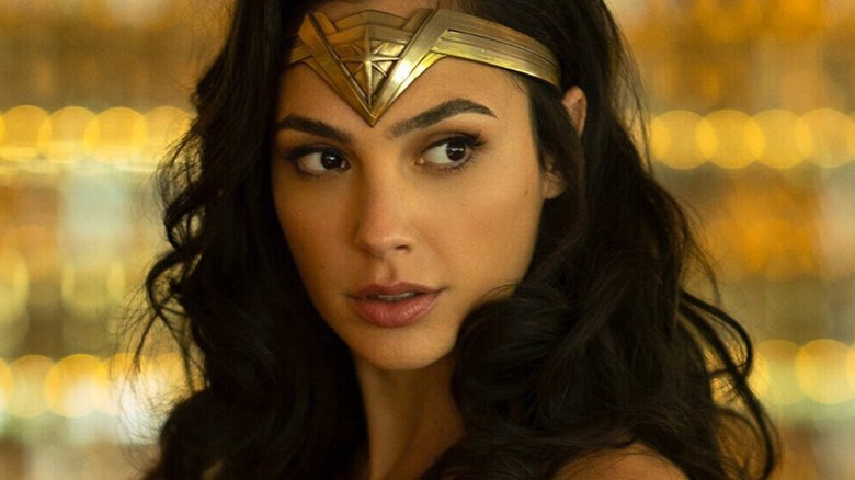 Wonder Woman gazes at something in close-up