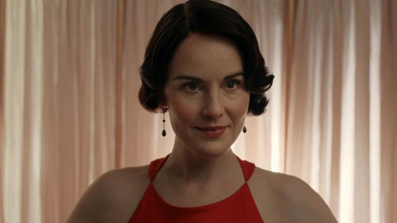 Mary Crawley wearing red dress