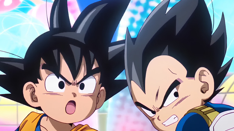 Goku and Vegeta look angry