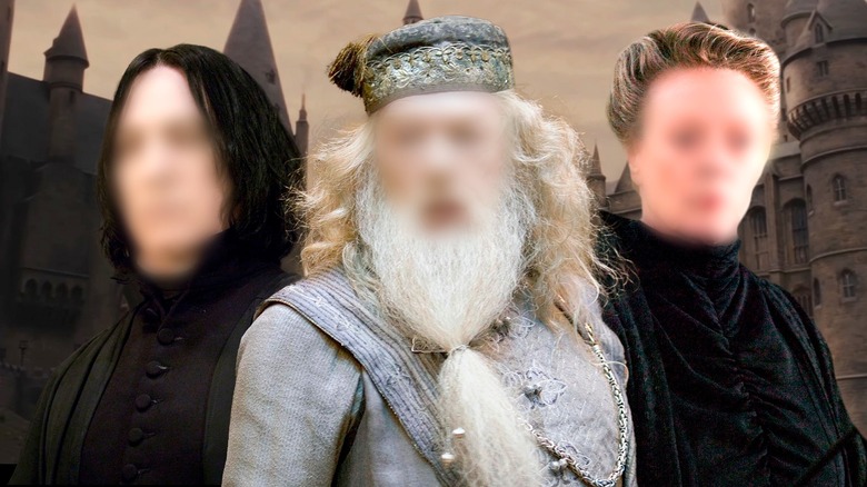 Snape, Dumbledore, and McGonagall blurred faces