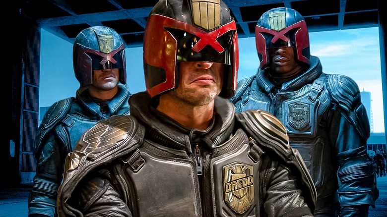 Judge Dredd smiling