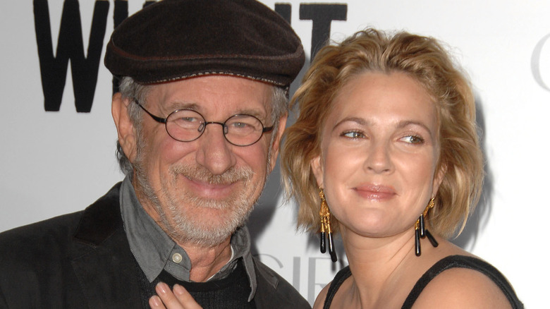 Steven Spielberg and Drew Barrymore on red carpet
