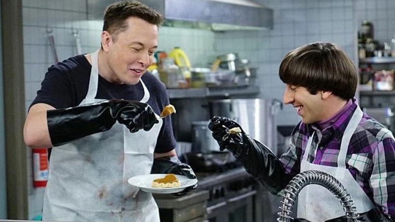 Elon Musk working in a soup kitchen with Howard on The Big Bang Theory