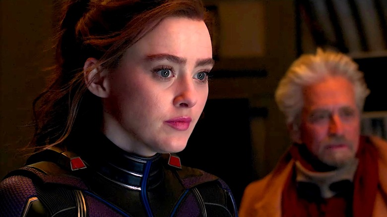 Cassie Lang and Dr. Pym stare