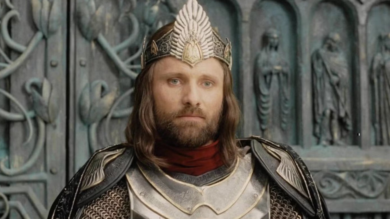 Aragorn wearing his crown in Gondor