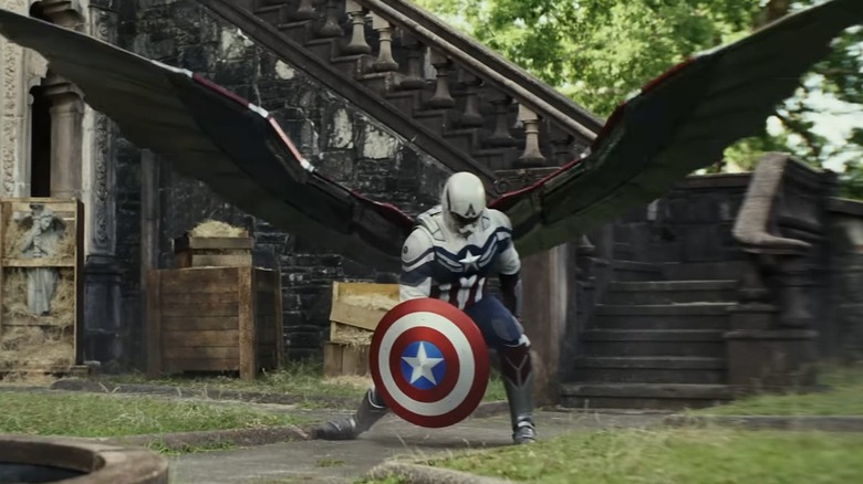 Sam Wilson with his wings spread in Captain America: Brave New World (2025)