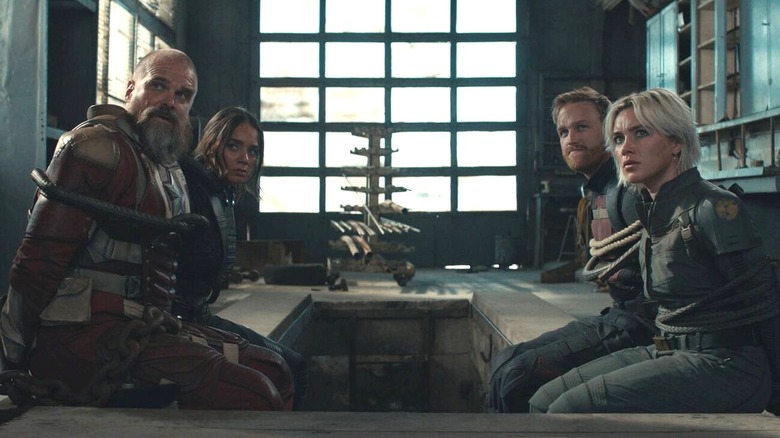 Red Guardian, Ghost, U.S. Agent, and Yelena tied up in Thunderbolts* (2025)