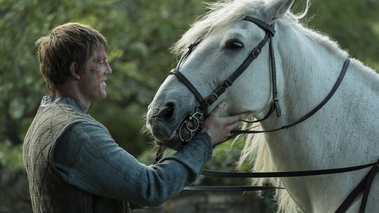 Dunk petting Thunder on A Knight of the Seven Kingdoms