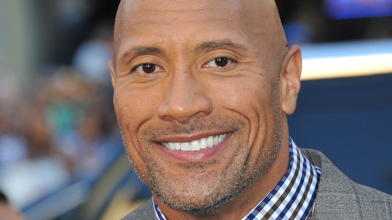 Dwayne Johnson smiling for photo