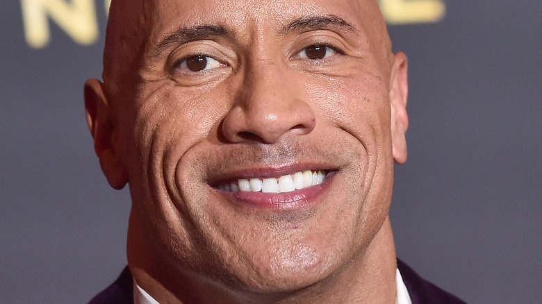 Dwayne Johnson at Red Notice event smiling