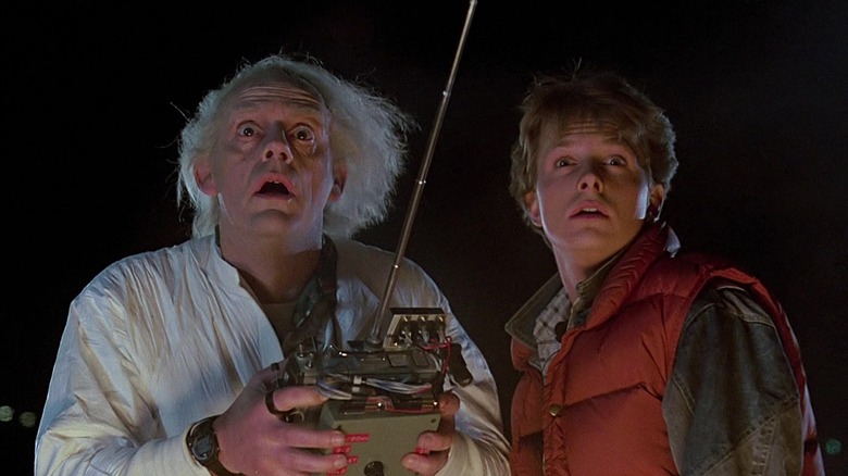 Doc Brown and Marty shocked