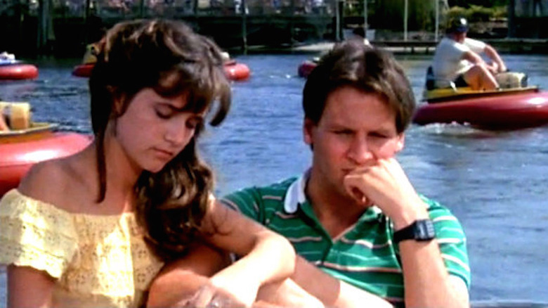 Lea Thompson looks down