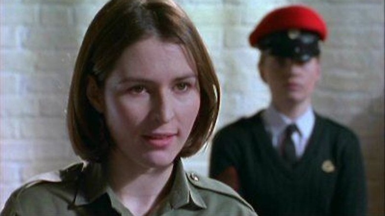 Helen Baxendale in a military uniform