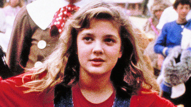Drew Barrymore looks upward
