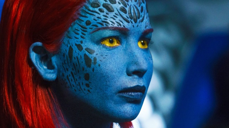 Jennifer Lawrence with blue paint