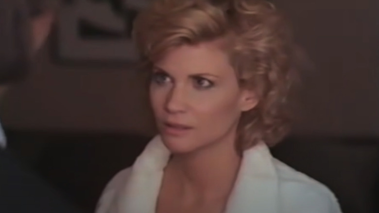 Markie Post in a bathrobe