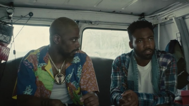 Donald Glover and LaKeith Stanfield in a van