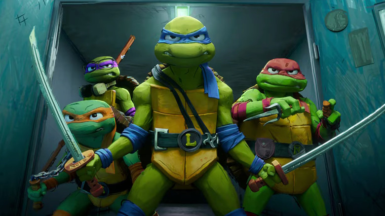 The turtles preparing for battle