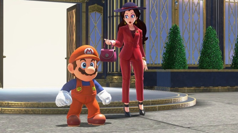 Mario stands next to Pauline