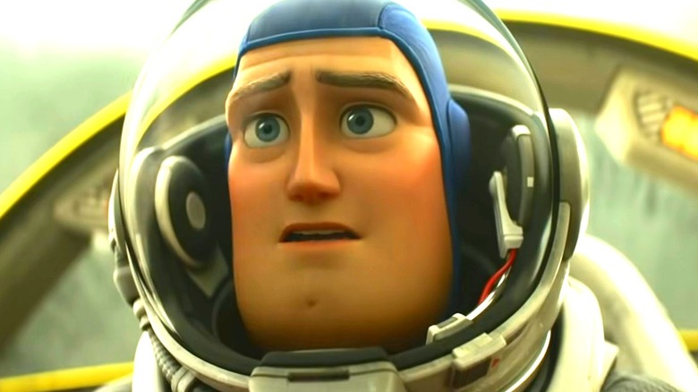 Buzz Lightyear in a helmet