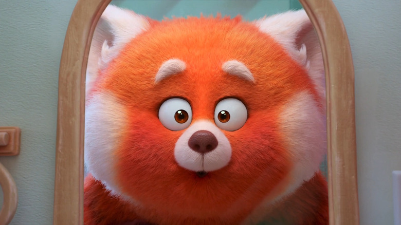 Mei sees her red panda reflection