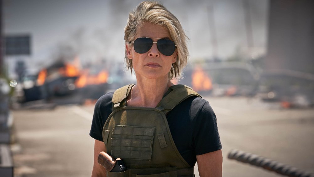 Linda Hamilton as Sarah Connor.