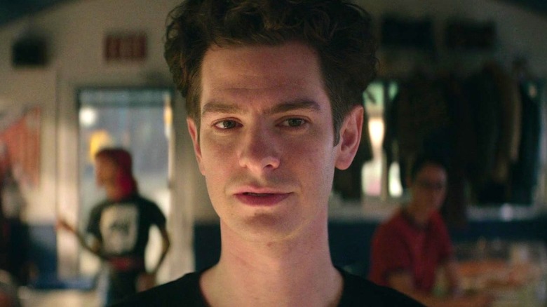 Andrew Garfield as Jonathan Larson looking away