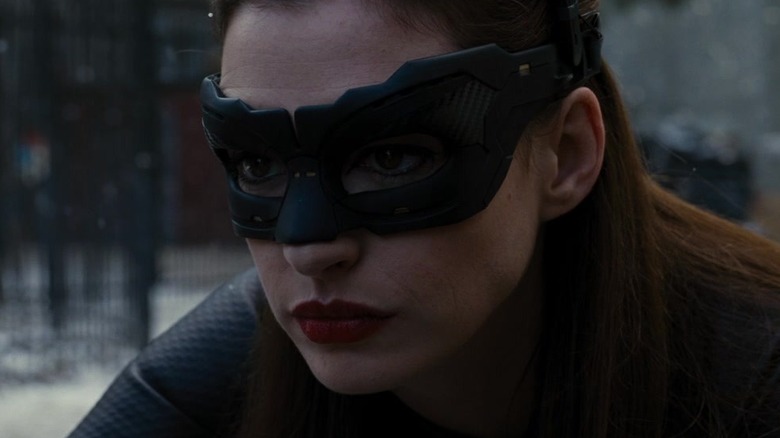 Catwoman in her mask in winter