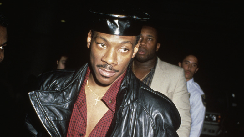 Eddie Murphy wearing a leather in 1986