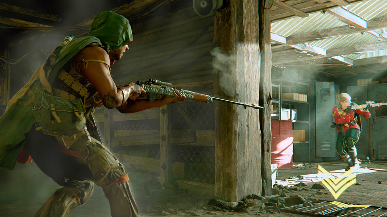 Call of Duty player shooting from behind wall
