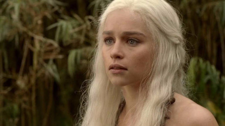 Daenerys looking worried on Game of Thrones