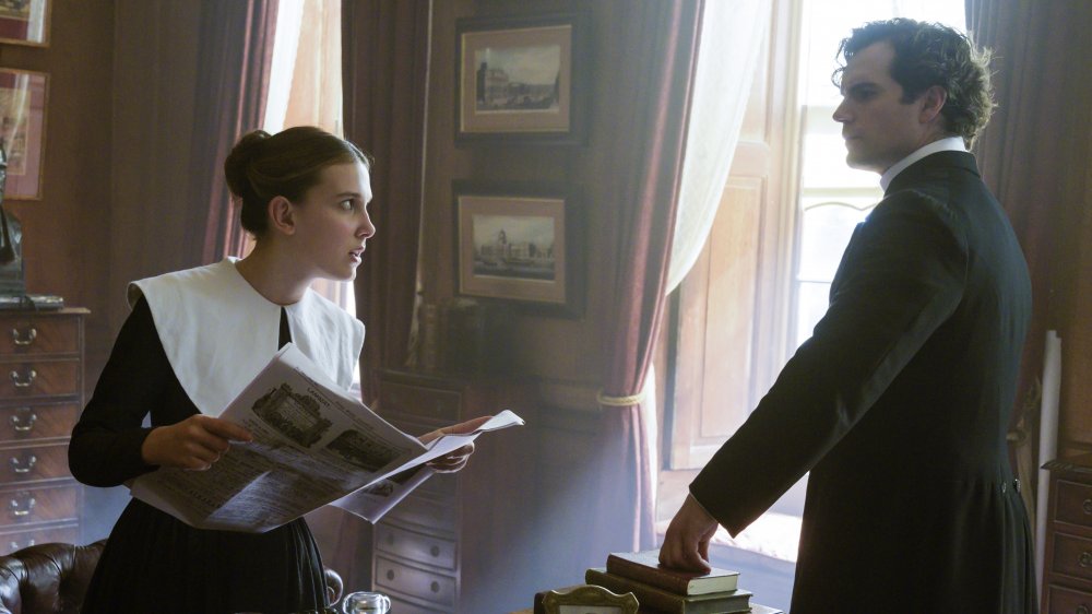 Millie Bobby Brown and Henry Cavill in Enola Holmes