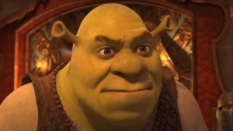 Shrek grimacing