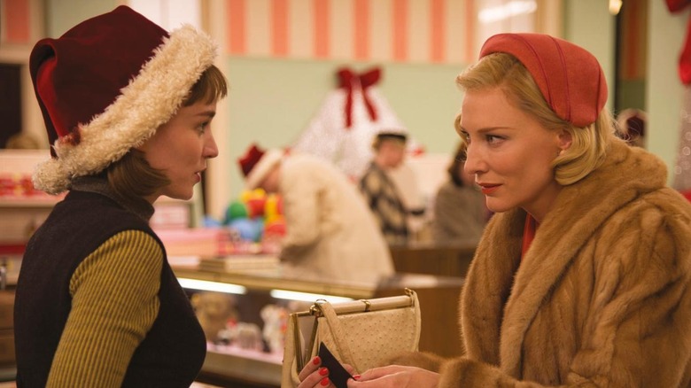 Cate Blanchett looking at Rooney Mara