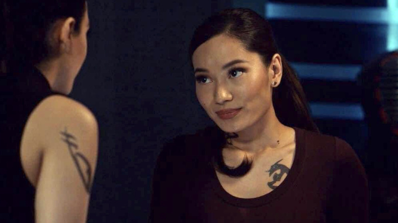 Jacky Lai as Aline with tattoo in Shadowhunters