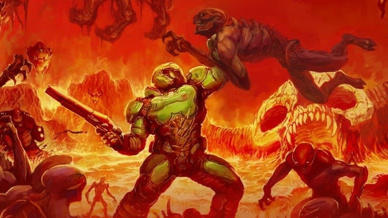Doomslayer fights demons