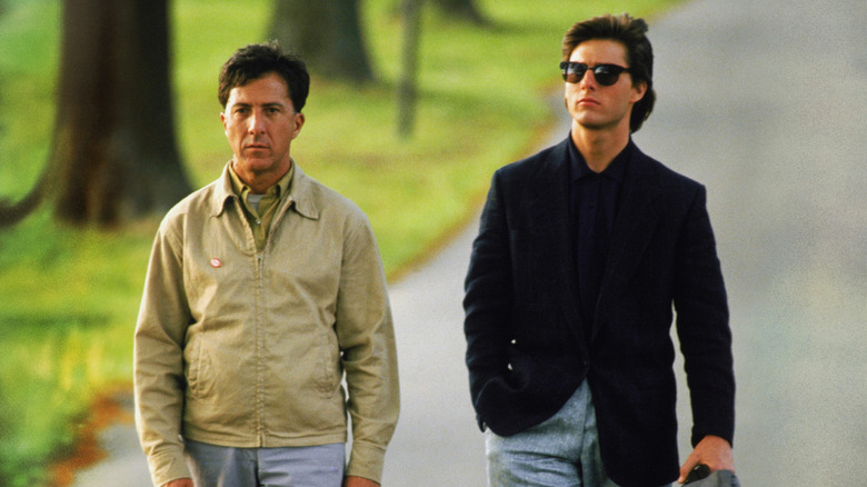 Raymond Babbitt and Charlie Babbitt walk down the street in 'Rain Man' (1988)