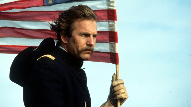 Lt. John Dunbar waves an American flag in 'Dances with Wolves' (1990)