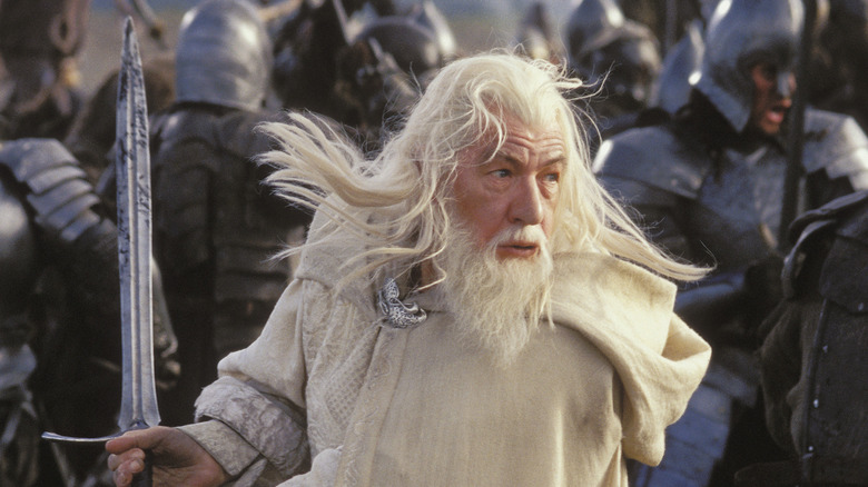Gandalf in the heat of battle in "The Lord of the Rings: The Return of the King" (2003)