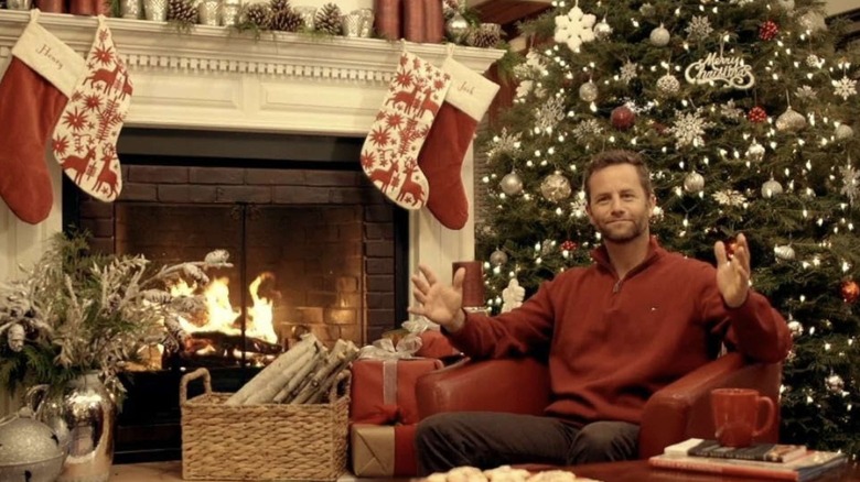 Kirk Cameron giving a Yuletide speech in Saving Christmas (2014)