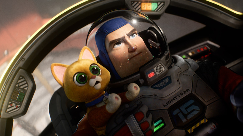 Sox and Buzz blasting off in "Lightyear" (2022)