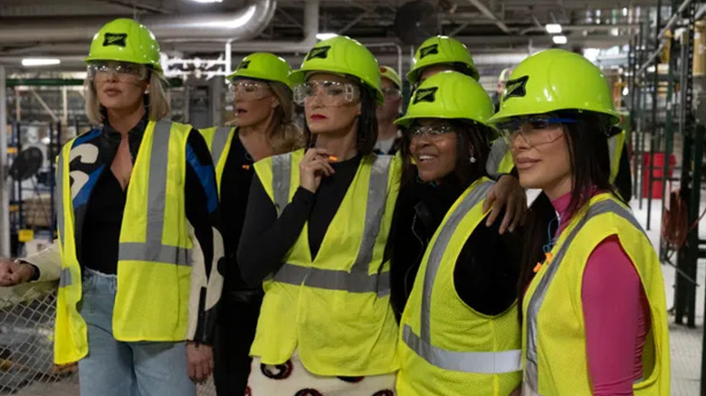 The ladies of "The Real Housewives of Salt Lake City" tour a factory